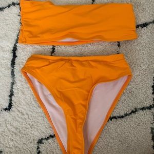 Orange 2 piece set high waisted